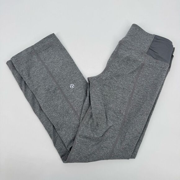 Lululemon Mudra‎ Pants Ruched Waist Yoga Leggings Heather Blurred Sz 4 - Picture 7 of 7